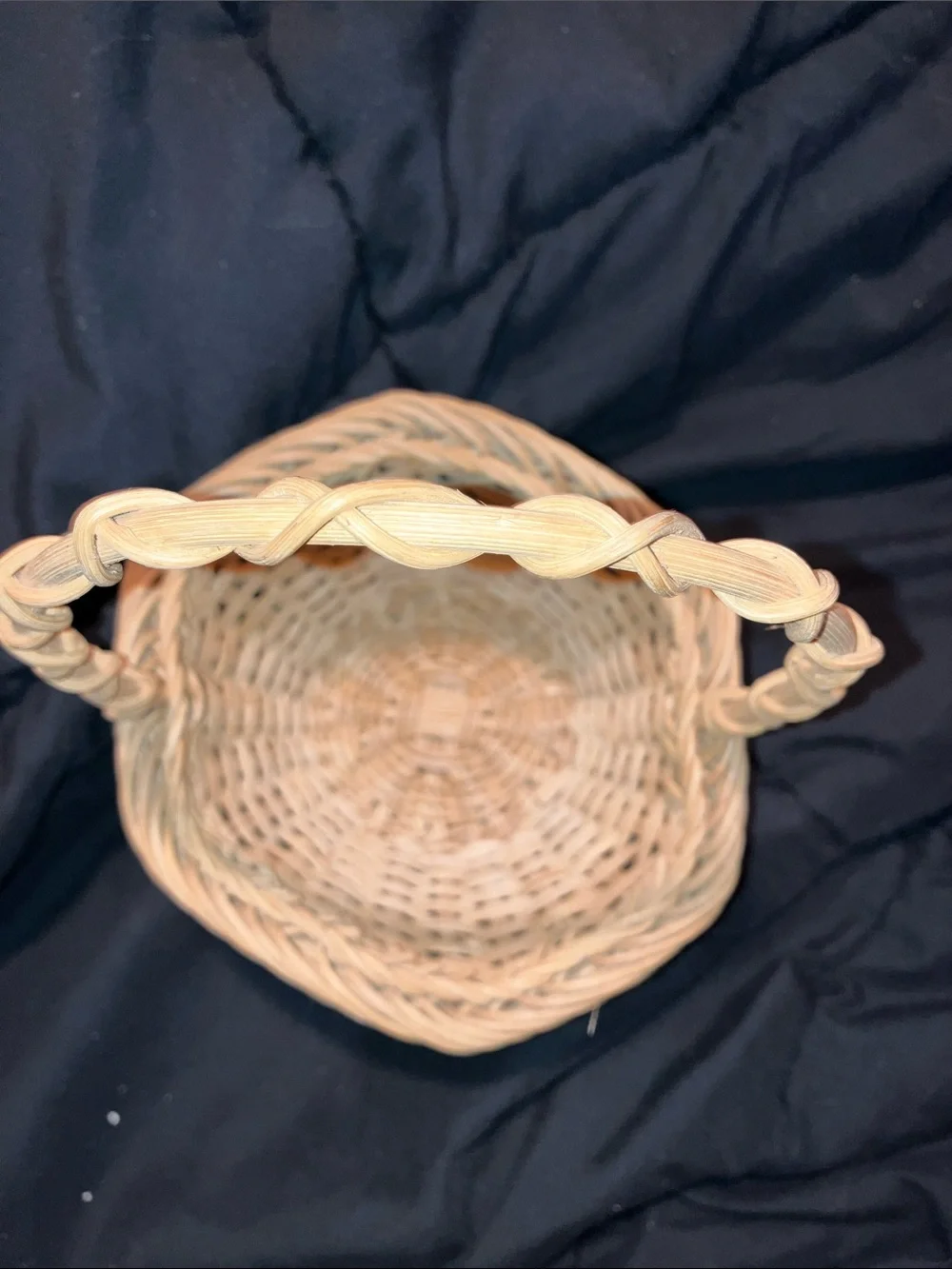 Small Handwoven Natural Wicker Basket with Twisted Handle